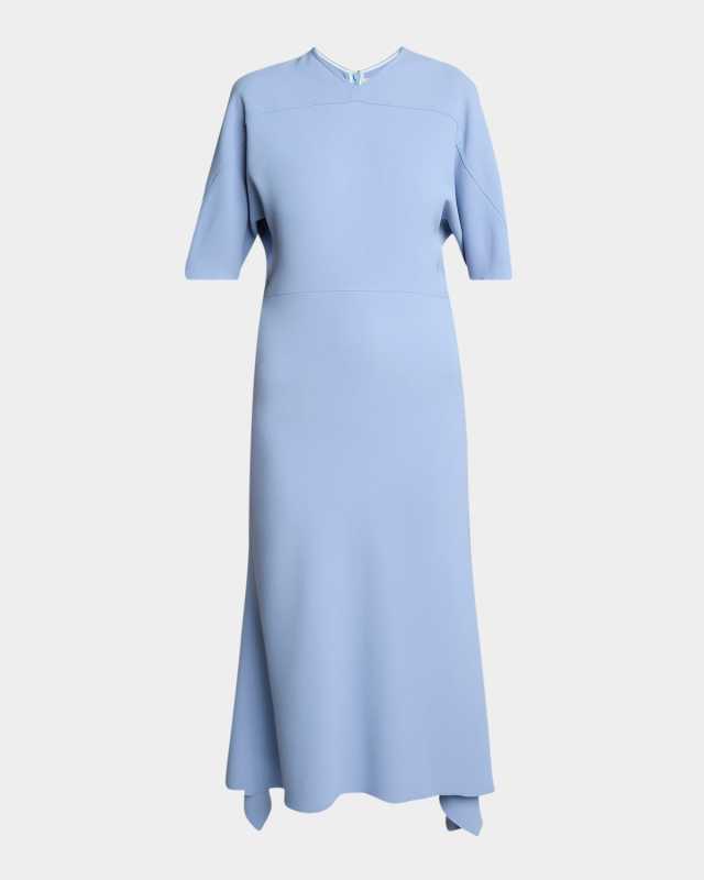 Drop-Sleeve Kickflare Midi Dress